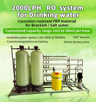 2000LPH সমুদ্রের জল RO উদ্ভিদ, SUS304 সমুদ্রের জল পরিশোধন মেশিন